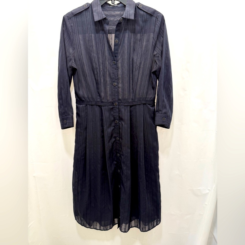 Anthony Thomas Melillo ATM Navy Blue Scandi girl Shirt Dress Small minimalist